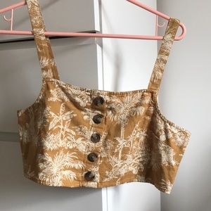 Mustard yellow floral crop top💖